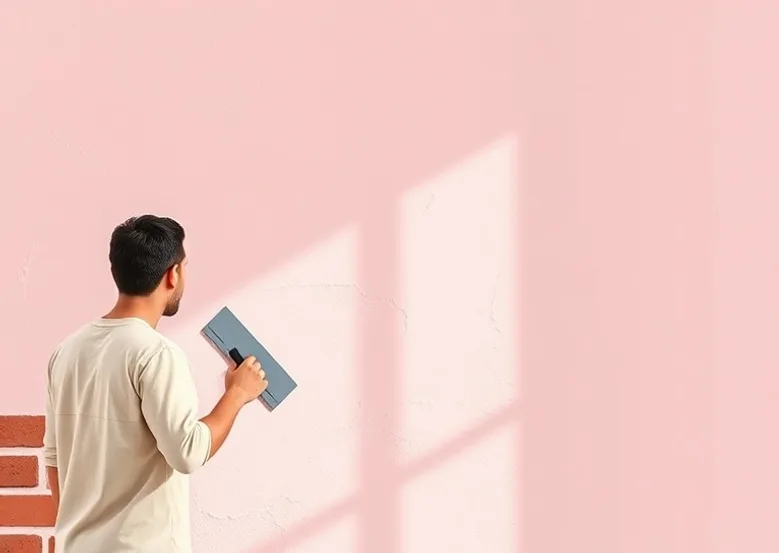 Application d'un enduit décoratif à la lisseuse sur un mur